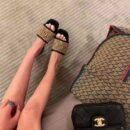 Gucci GG Matelass Canvas Slide SandalsSpring/Summer Collection Beige Women Shoes
