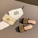 Gucci GG Matelass Canvas Slide SandalsSpring/Summer Collection Beige Women Shoes