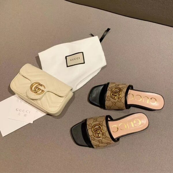 Gucci GG Matelass Canvas Slide SandalsSpring/Summer Collection Beige Women Shoes - Image 2