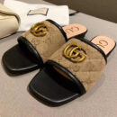Gucci GG Matelass Canvas Slide SandalsSpring/Summer Collection Beige Women Shoes
