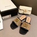 Gucci GG Matelass Canvas Slide SandalsSpring/Summer Collection Beige Women Shoes