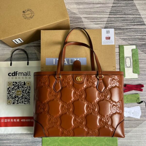 Gucci GG Matelasse Medium Tote Brown 631685 - Image 2