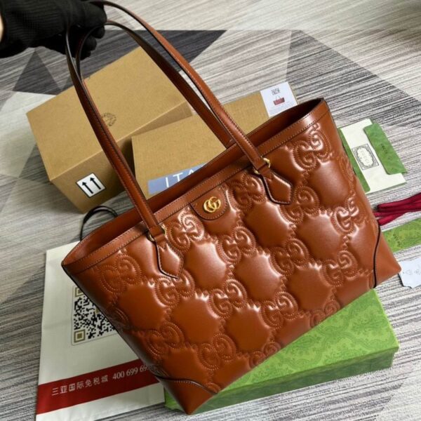 Gucci GG Matelasse Medium Tote Brown 631685