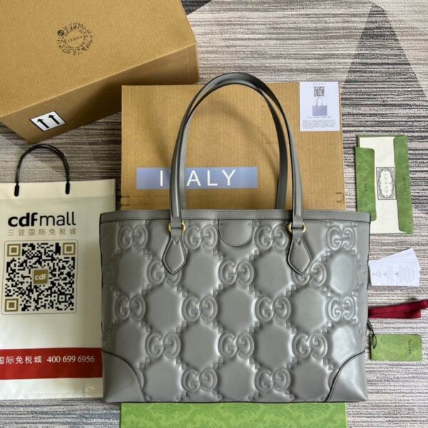 Gucci GG Matelasse Medium Tote Grey 631685 - Image 3
