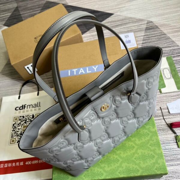 Gucci GG Matelasse Medium Tote Grey 631685 - Image 4