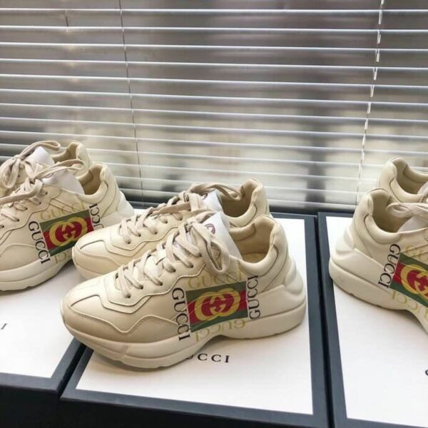 Gucci Gucci Box Logo Strawberries Unisex Dad SneakersSpring/Summer Collection Off White/Red Women Shoes - Image 6