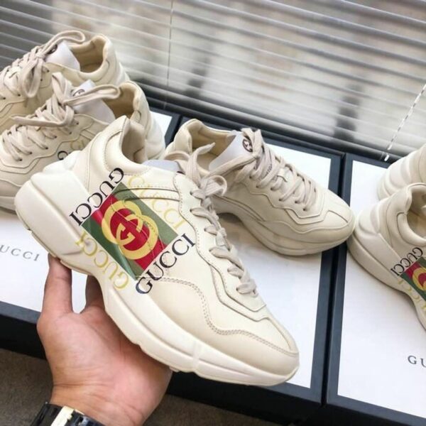 Gucci Gucci Box Logo Strawberries Unisex Dad SneakersSpring/Summer Collection Off White/Red Women Shoes