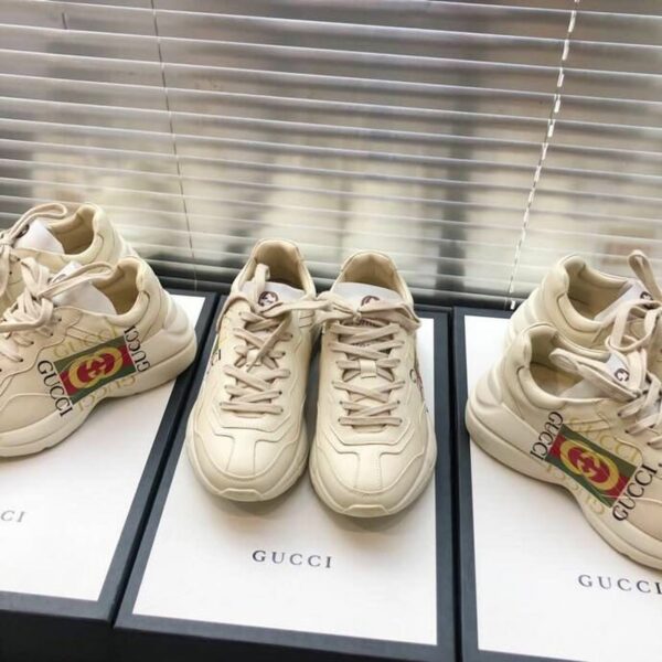 Gucci Gucci Box Logo Strawberries Unisex Dad SneakersSpring/Summer Collection Off White/Red Women Shoes - Image 4