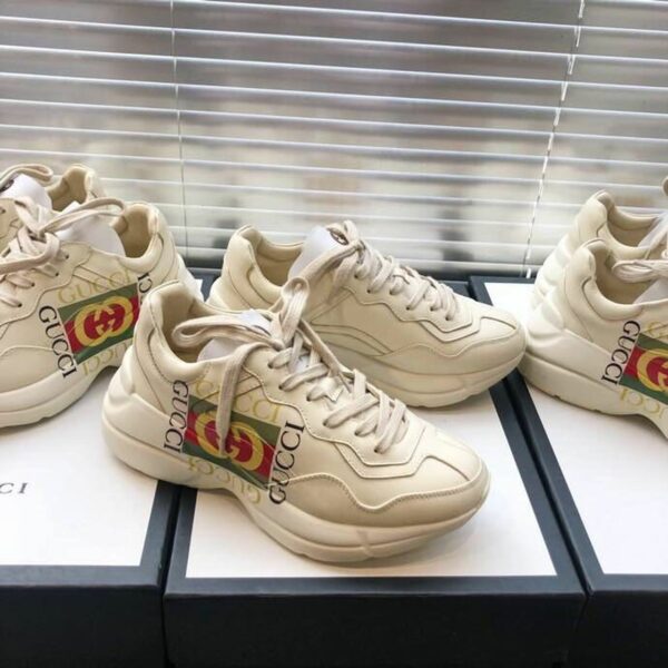 Gucci Gucci Box Logo Strawberries Unisex Dad SneakersSpring/Summer Collection Off White/Red Women Shoes - Image 2