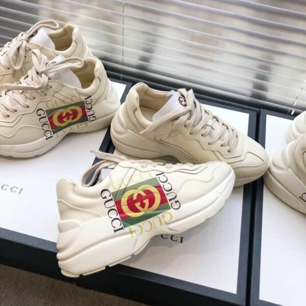 Gucci Gucci Box Logo Strawberries Unisex Dad SneakersSpring/Summer Collection Off White/Red Women Shoes - Image 3