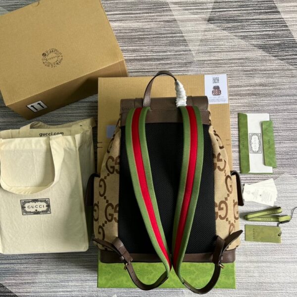 Gucci Jumbo GG Camel And Ebony Backpack 678829 - Image 2