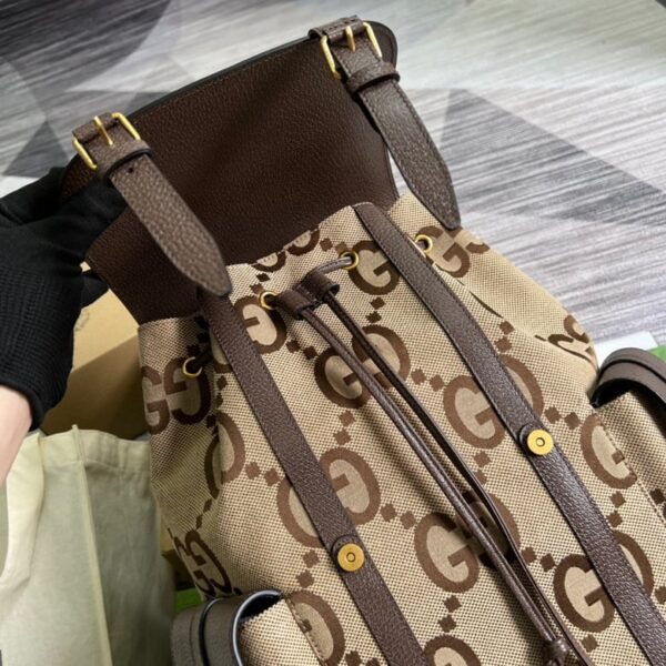 Gucci Jumbo GG Camel And Ebony Backpack 678829 - Image 8