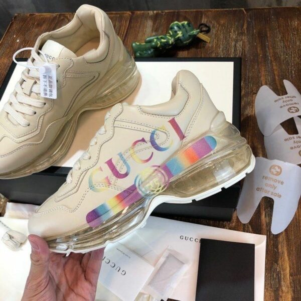 Gucci Logo Rhyton Dad Transparent Sole SneakersWhite/Multi Women Shoes - Image 3