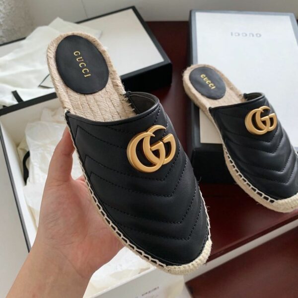 Gucci Marmont Espadrille SlippersSpring/Summer 2020 Collection, Black Women Shoes - Image 7
