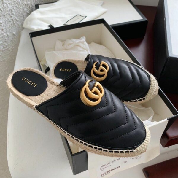 Gucci Marmont Espadrille SlippersSpring/Summer 2020 Collection, Black Women Shoes - Image 4