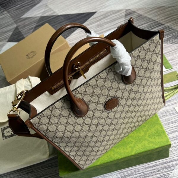 Gucci Medium Tote With Interlocking G Beige And Ebony GG Canvas 674148 - Image 7