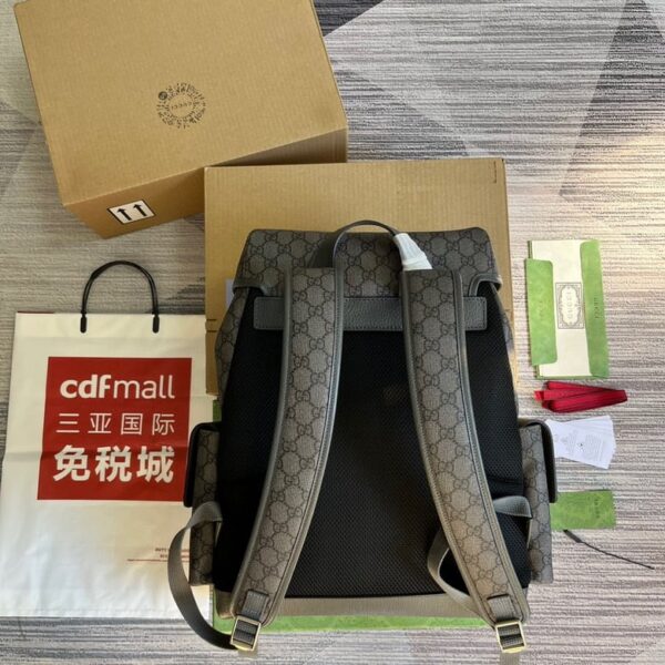 Gucci Ophidia GG Medium Grey And Black Backpack 598140 - Image 2