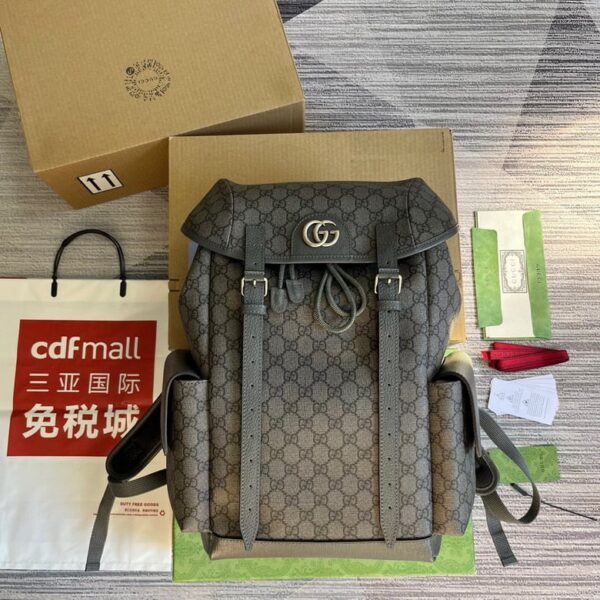 Gucci Ophidia GG Medium Grey And Black Backpack 598140