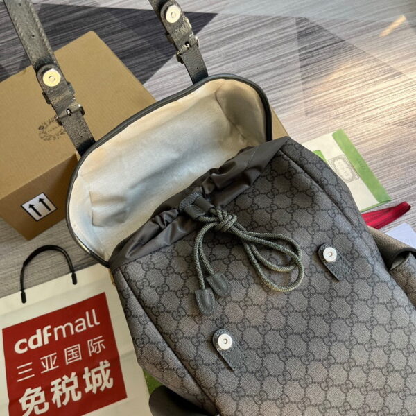 Gucci Ophidia GG Medium Grey And Black Backpack 598140 - Image 8