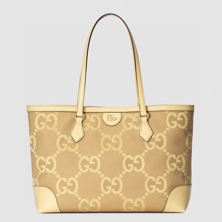 Gucci Ophidia Jumbo GG Canvas Medium Tote Beige And Banana 631685