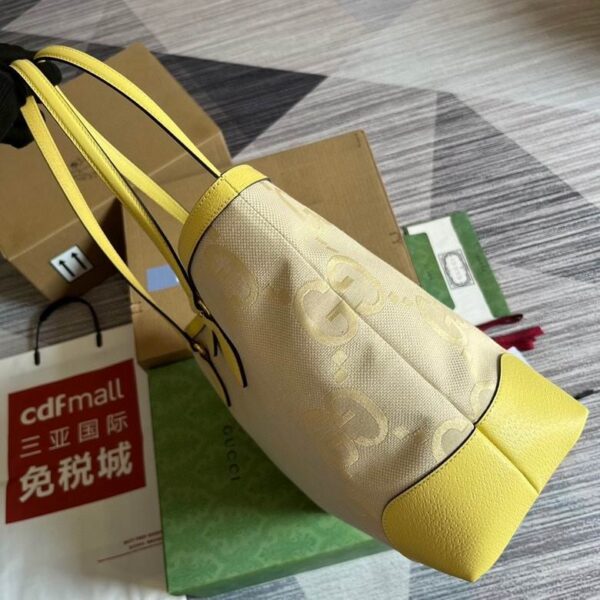 Gucci Ophidia Jumbo GG Canvas Medium Tote Beige And Yellow 631685 - Image 4