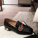 Gucci Pearl Embelished Peyton Mid-HeelsSpring/Summer Collection Black Women Shoes