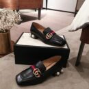 Gucci Pearl Embelished Peyton Mid-HeelsSpring/Summer Collection Black Women Shoes