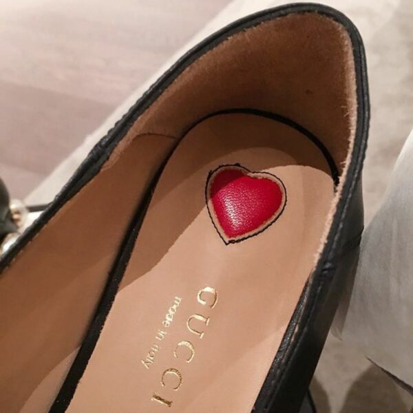 Gucci Pearl Embelished Peyton Mid-HeelsSpring/Summer Collection Black Women Shoes - Image 3