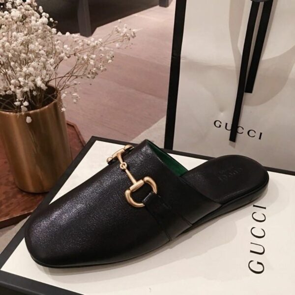 Gucci Pericle Horsebit SlippersSpring/Summer Collection Black Women Shoes - Image 4