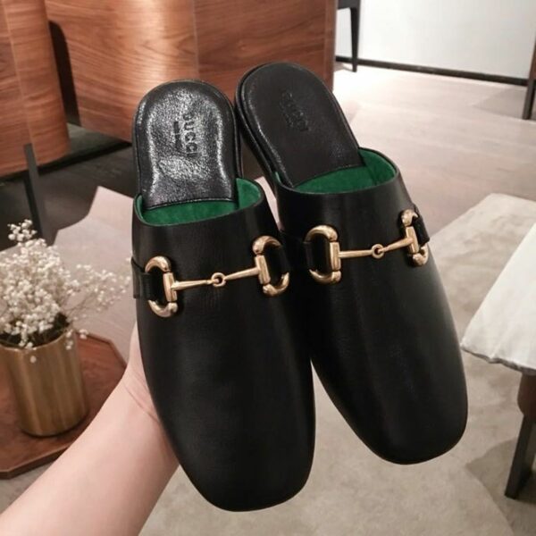 Gucci Pericle Horsebit SlippersSpring/Summer Collection Black Women Shoes - Image 9