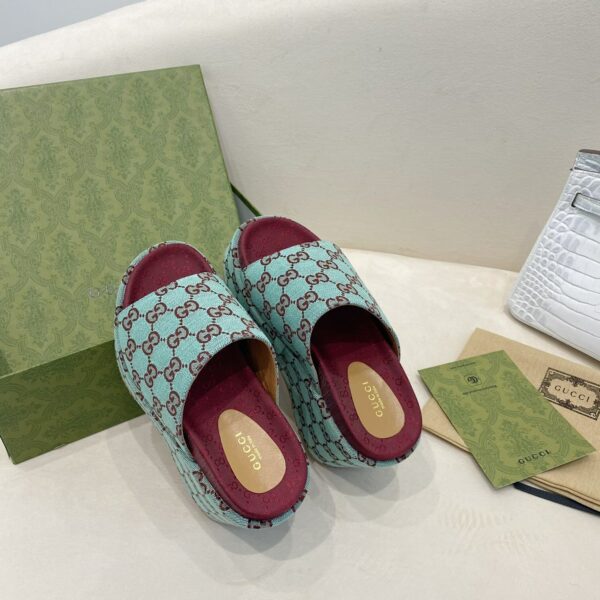 Gucci Platform Slide Sandal Blue Women Shoes - Image 2