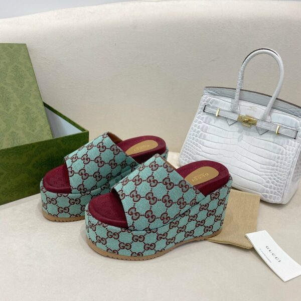 Gucci Platform Slide Sandal Blue Women Shoes - Image 7