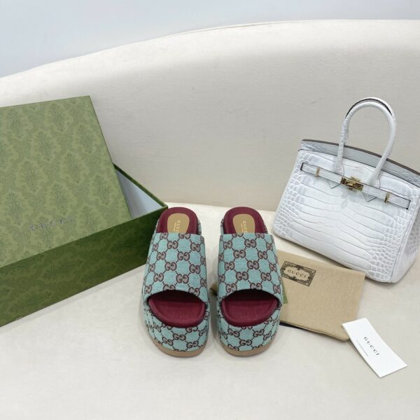 Gucci Platform Slide Sandal Blue Women Shoes - Image 3
