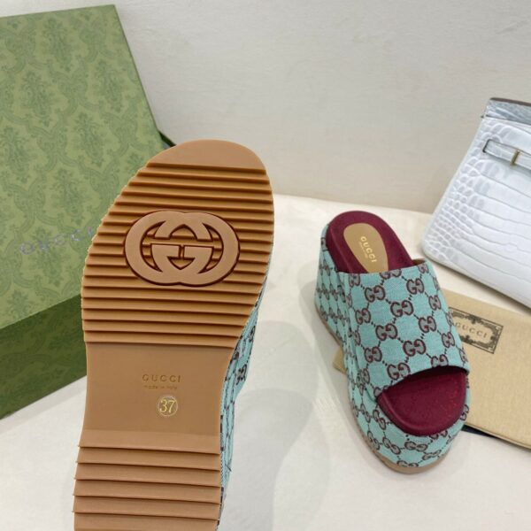 Gucci Platform Slide Sandal Blue Women Shoes - Image 5