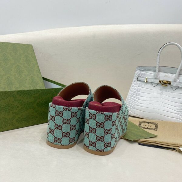 Gucci Platform Slide Sandal Blue Women Shoes - Image 4