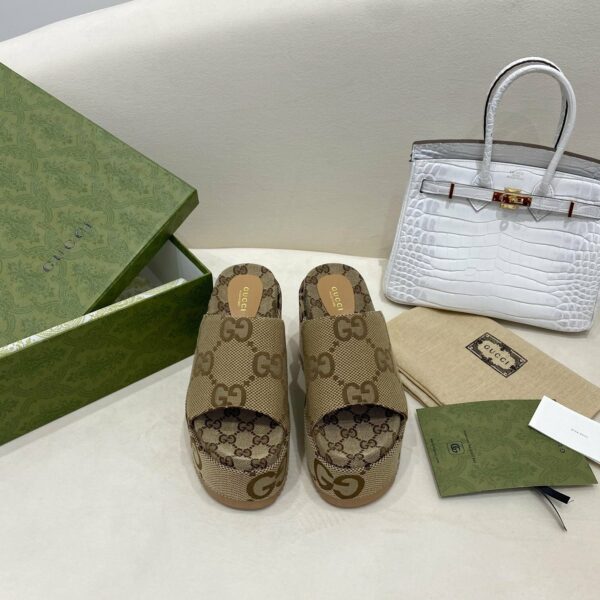 Gucci Platform Slide Sandal Brown Women Shoes - Image 2