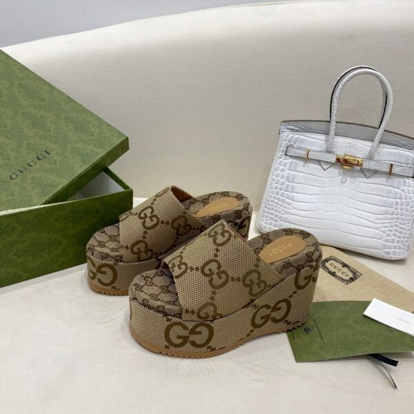 Gucci Platform Slide Sandal Brown Women Shoes - Image 3