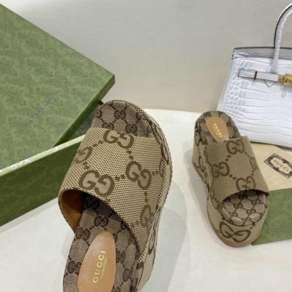 Gucci Platform Slide Sandal Brown Women Shoes - Image 5