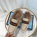 Gucci Princetown Canvas Fur Slipper MulesPre-Fall/Winter Collection Women Shoes