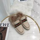 Gucci Princetown Canvas Fur Slipper MulesPre-Fall/Winter Collection Women Shoes