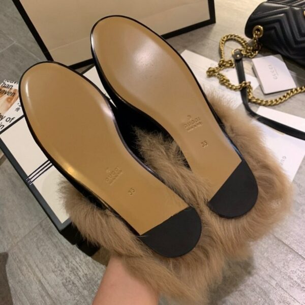 Gucci Princetown Fur Mules Suede/Calfskin Leather Spring/Summer Collection Black Women Shoes - Image 8