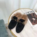 Gucci Princetown Velvet Fur Slipper Mules 448657Pre-Fall/Winter 2019 Collection, Black Women Shoes
