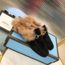 Gucci Princetown Velvet Fur Slipper Mules 448657Pre-Fall/Winter 2019 Collection, Black Women Shoes