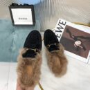 Gucci Princetown Velvet Fur Slipper Mules 448657Pre-Fall/Winter 2019 Collection, Black Women Shoes