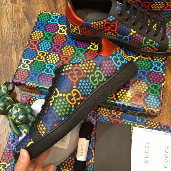 Gucci Psychedelic Ace Sneakers 610085Spring/Summer 2020 Collection, Black Women Shoes - Image 4