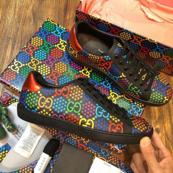 Gucci Psychedelic Ace Sneakers 610085Spring/Summer 2020 Collection, Black Women Shoes - Image 5