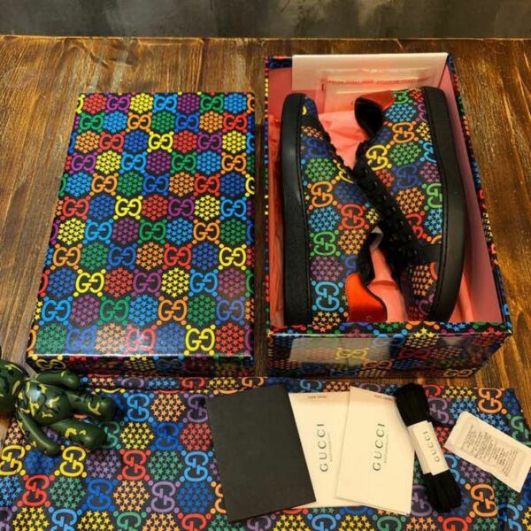 Gucci Psychedelic Ace Sneakers 610085Spring/Summer 2020 Collection, Black Women Shoes - Image 3