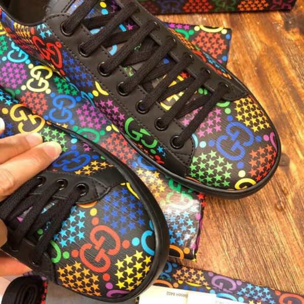 Gucci Psychedelic Ace Sneakers 610085Spring/Summer 2020 Collection, Black Women Shoes - Image 6