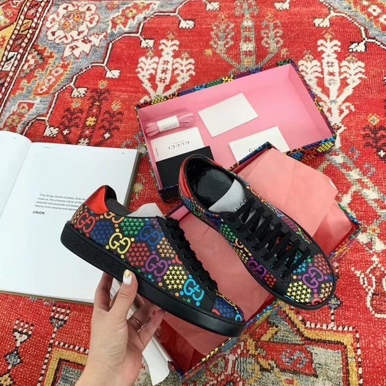 Gucci Psychedelic Sneakers ?610086Spring/Summer 2020 Collection, Black Women Shoes
