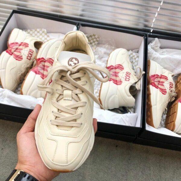 Gucci Rhyton Butterfly Unisex Dad SneakersSpring/Summer Collection White Women Shoes - Image 4